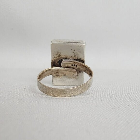Vintage Sterling Silver Coral Stone Ring - Unique Adjustable Statement - Picture 4 of 6